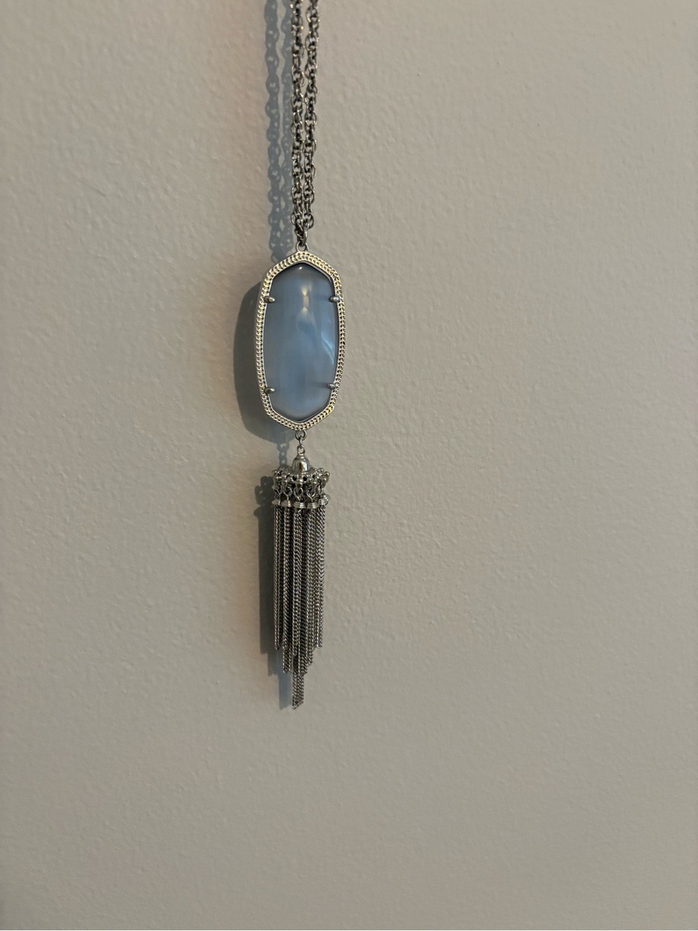 Kendra Scott - Rayne Silver Tassel Pendant Necklace - Slate Cat’s Eye